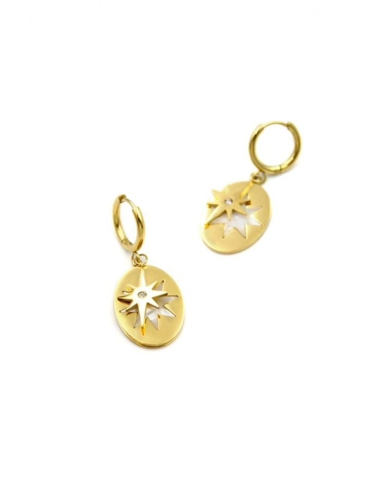 Kutup Yıldızı Sallantılı Küpe - Altın