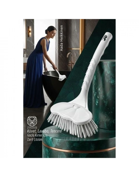 ® Küvet, Lavabo ve Tencere Fırçası  - Çizmez Kıl Yapılı Ergonomik Temizlik Ovma Fırçası
