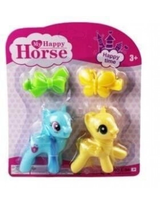 L-34-10 - PONY 2 Lİ FİGÜR SET TOKALI KARTELA MAVİ