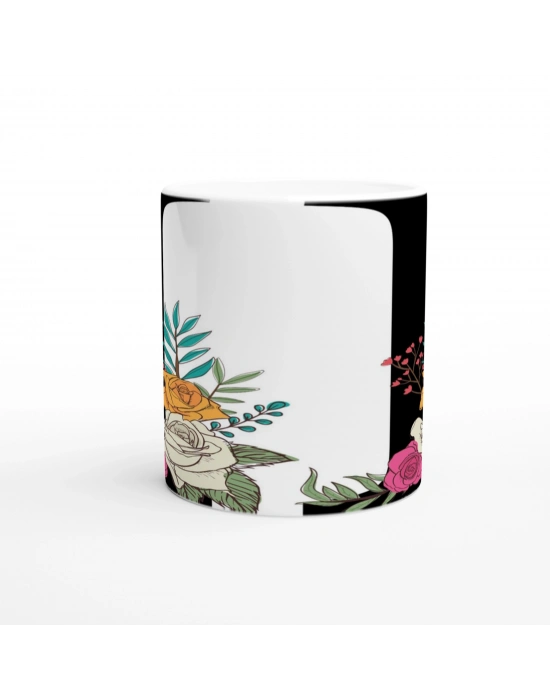 L Harfi Çiçek Motifli Kupa Bardak