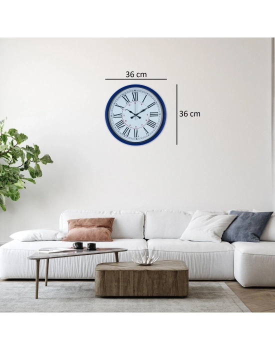 Lacivert 36 Cm Dekoratif Duvar Saati