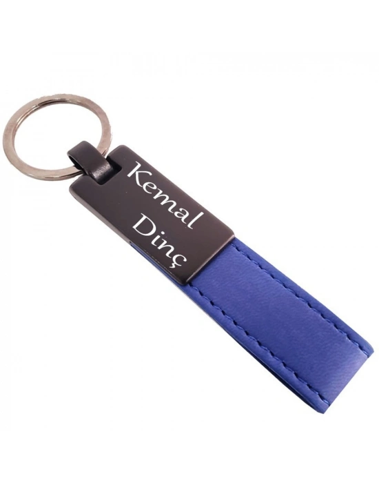Lacivert Deri Metal Anahtarlık