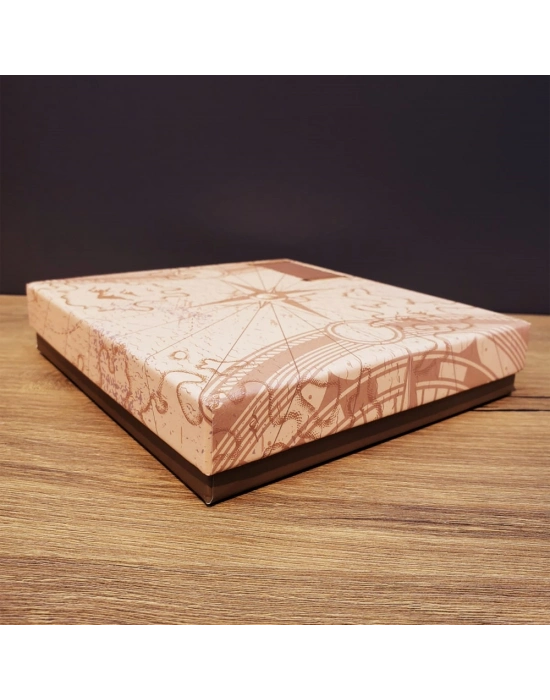 Lacivert Pusula Tasarım Deri Defter Ve Tükenmez Kalem Seti