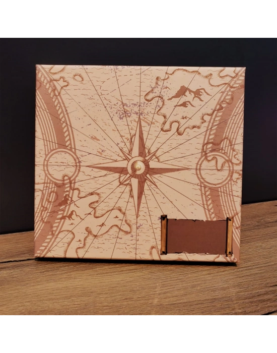 Lacivert Pusula Tasarım Deri Defter Ve Tükenmez Kalem Seti