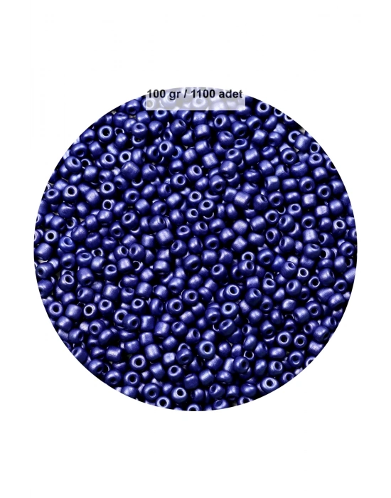 Lacivert Renk 4 mm Yaklaşık 1100 adet / 100 gram Cam Boncuk Oya Yazma Bileklik ve Kolye