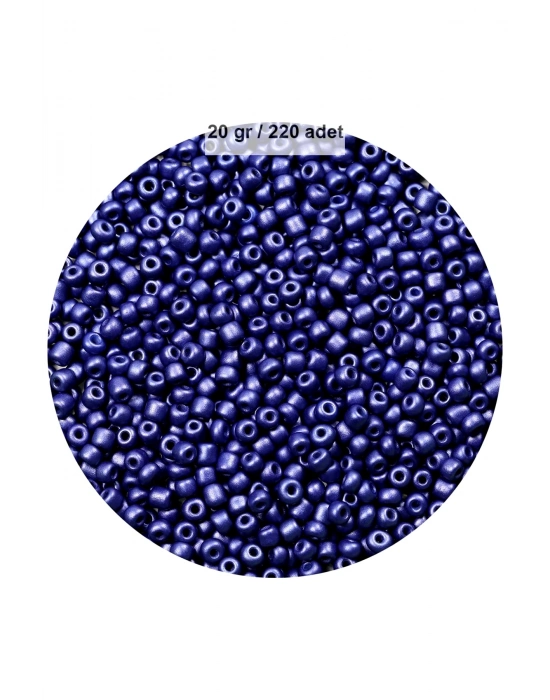 Lacivert Renk 4 mm Yaklaşık 220 adet/20 gram Cam Boncuk Oya Yazma Bileklik ve Kolye