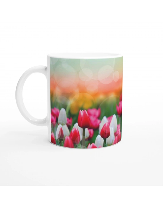 Lale Bahçesi Manzaralı Kupa Bardak