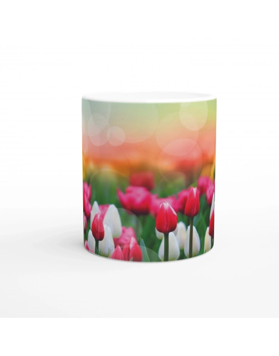 Lale Bahçesi Manzaralı Kupa Bardak