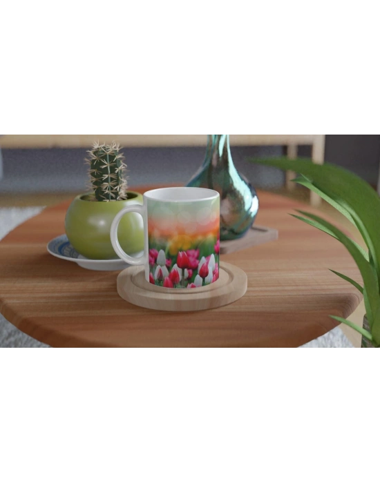 Lale Bahçesi Manzaralı Kupa Bardak