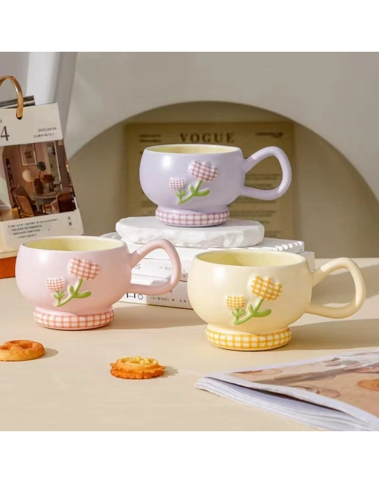 Lale Motifli Seramik Bardak