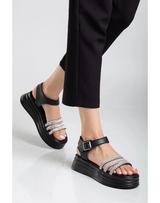 Lalen Siyah Kemerli Sandalet