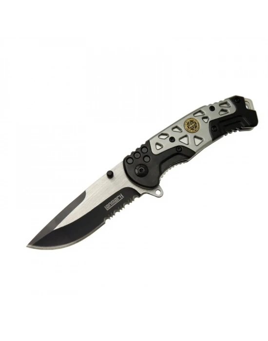 Lanmark Mx10 Gri Testereli Outdoor Çakı 21 Cm - Otomatik, Perçinli