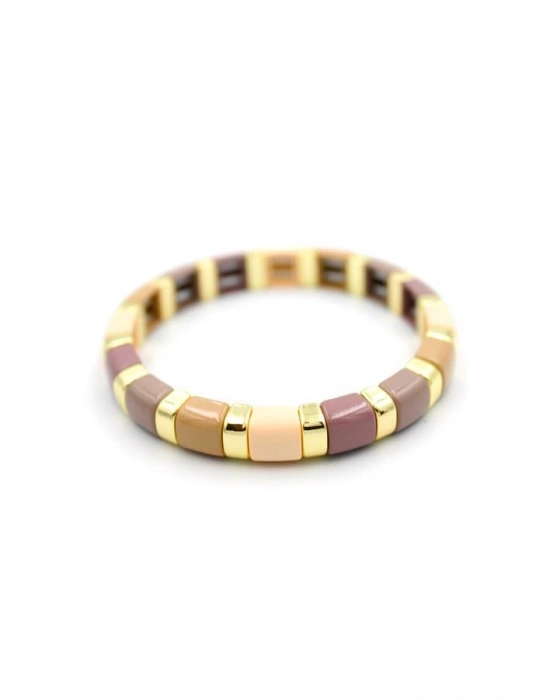 Lastikli Porselen Bilezik - Kahverengi