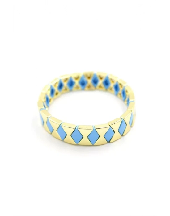 Lastikli Porselen Bilezik - Mavi