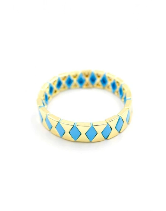 Lastikli Porselen Bilezik - Mavi