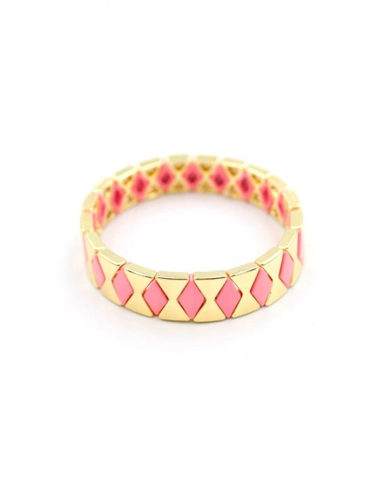 Lastikli Porselen Bilezik - Pembe