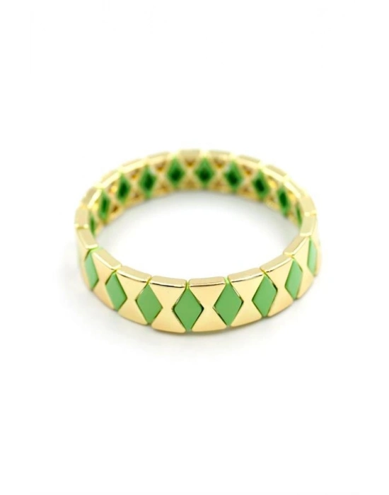 Lastikli Porselen Bilezik - Yeşil