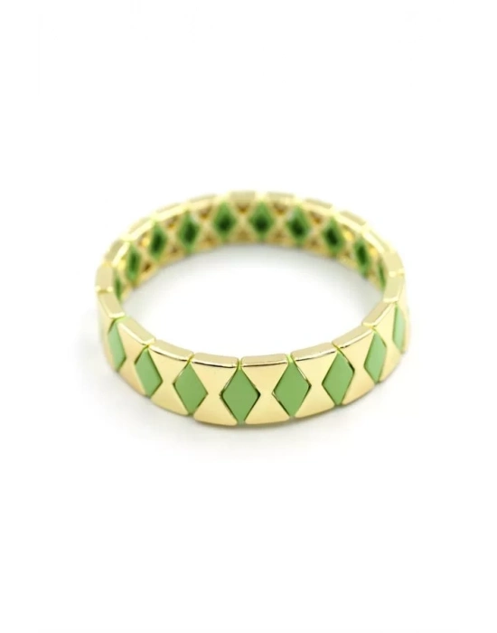 Lastikli Porselen Bilezik - Yeşil