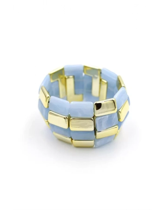 Lastikli Taşlı Bilezik - Mavi