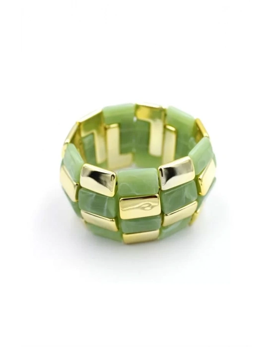 Lastikli Taşlı Bilezik - Yeşil