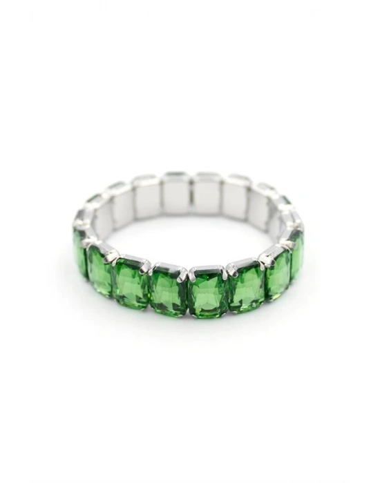 Lastikli Taşlı Bilezik - Yeşil