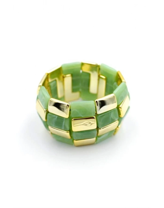 Lastikli Taşlı Bilezik - Yeşil