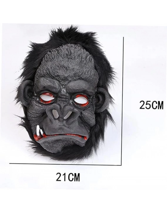 Lateks Goril Maskesi Maymun Maskesi Et Maskesi Orangutan Siyah Saçlı 4 No