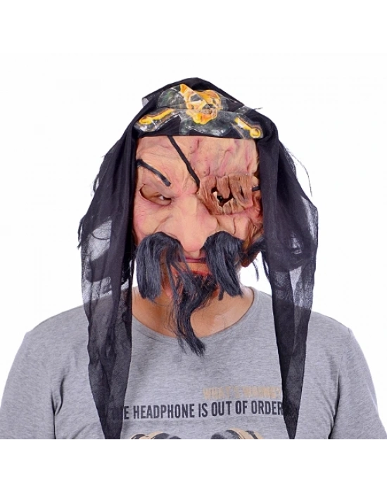 Lateks Saçlı Sakallı Korsan Maskesi