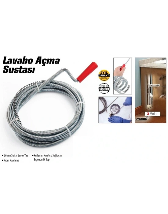 Lavabo Ve Gider Boruları Açacağı - Lavabo Açma Sustası - 3metre