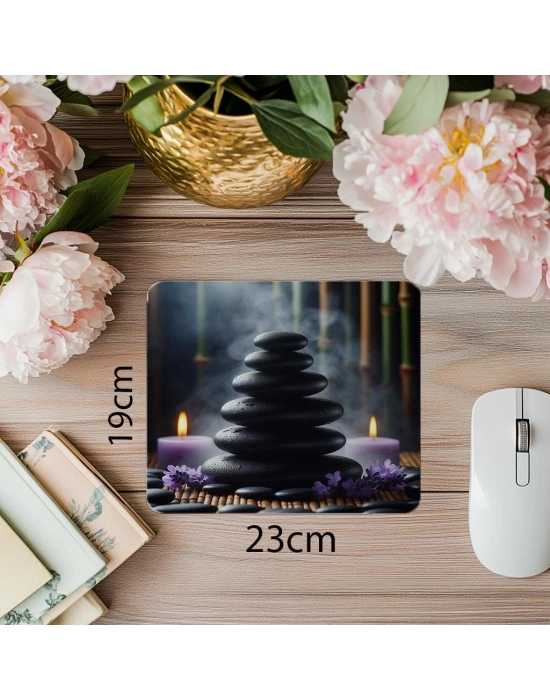 Lavanta Detaylı Meditasyon Mouse Pad - 19x23 cm 2 mm Dikdörtgen İthal Baskılı Mouse Pad