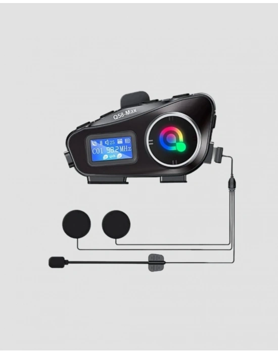 ® LCD Ekranlı Bluetooth Kask Kulaklığı FM Radyo ve SD Kart Girişli