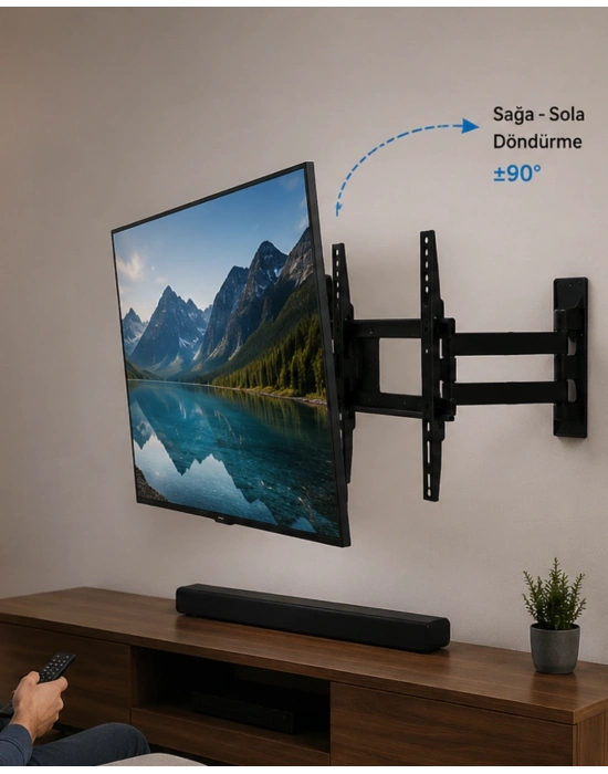 LCD LED TV Duvar Aparatı Çift Kollu Hareketli Askı Sistemi