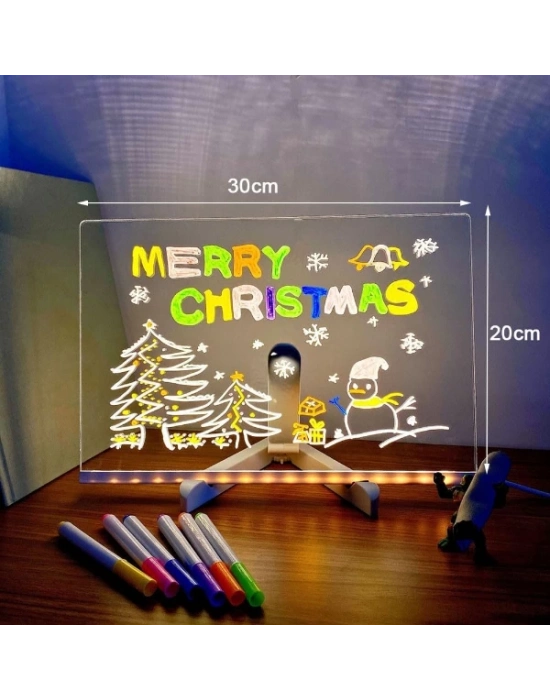 LED Aydınlatmalı Yazı ve Çizim Tahtası - Büyük Boy 30x20 cm
