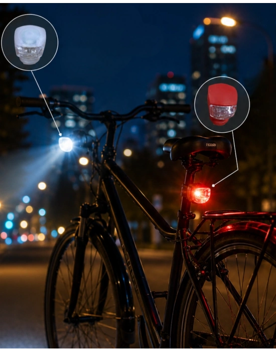 LED Bisiklet Işığı 2li Set Kırmızı Beyaz Çakar Lamba Seti