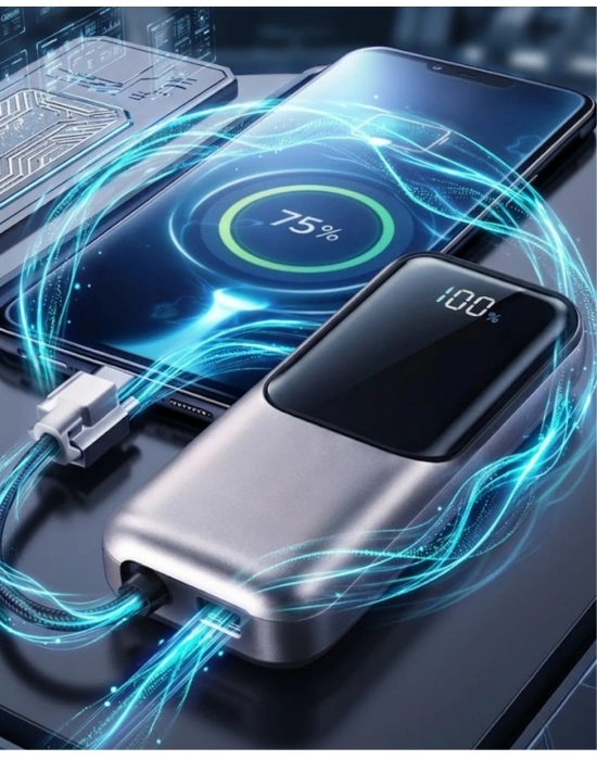 LED Ekranlı Süper Fast Charge Özellikli Mini Powerbank