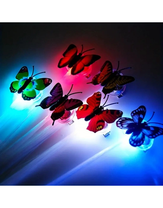 Led Fiber Optik Işıklı Kelebek Saç Klipsi 1 Adet