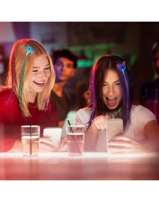 Led Fiber Optik Işıklı Kelebek Saç Klipsi