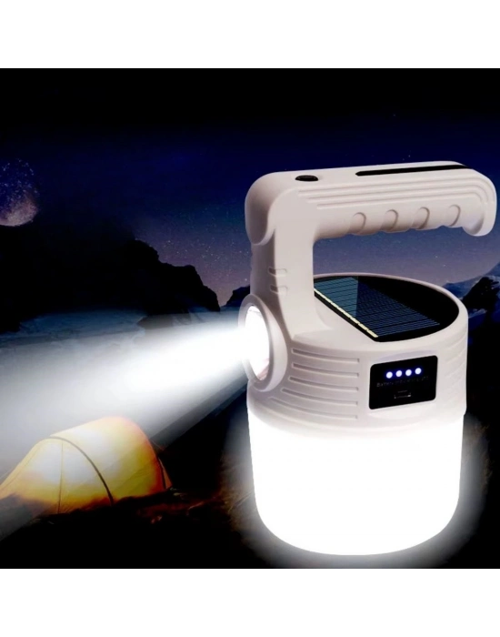 ®  LED Güneş Enerjili Kamp ası–2000 Lümen Süper Parlak, 5 Aydınlatma Modlu,USB ile Şarj Edilebilir Dış Mekan,Asılabilir Torch El Feneri