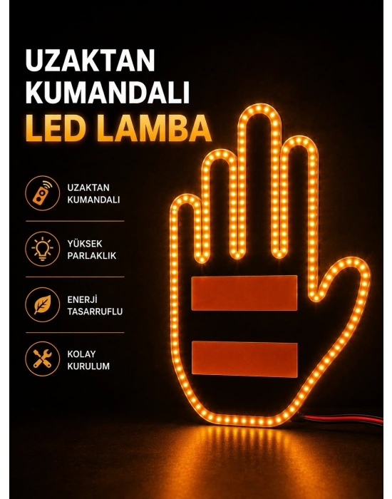 Led Işık El İşareti Araç Camı İçin Uzaktan Kumandalı
