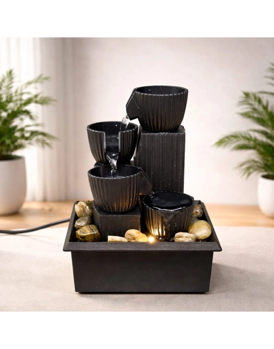 LED Işıklı 3 Katlı Masaüstü Dekoratif Su Şelalesi