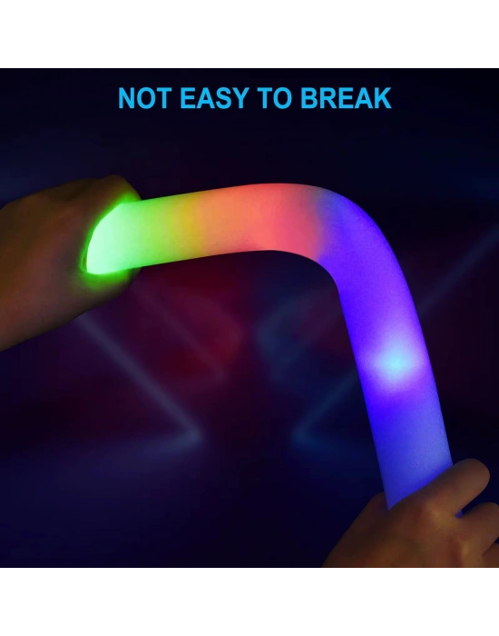 Led Işıklı ( 6 Adet ) 3 Modlu Kauçuk Işıklı Sünger Parti Çubuk Sopa - 46 Cm