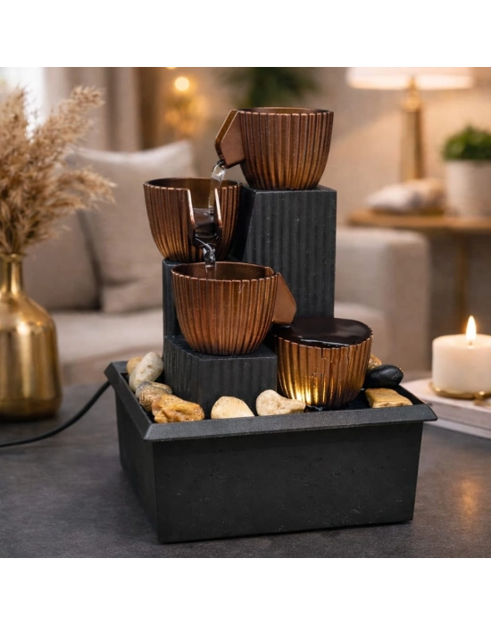 LED Işıklı Dekoratif Masaüstü Su Şelalesi