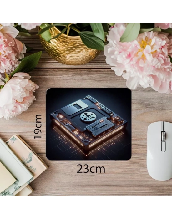 LED Işıklı Disket Sürücü Mouse Pad - 19x23 cm 2 mm Dikdörtgen İthal Baskılı Mouse Pad