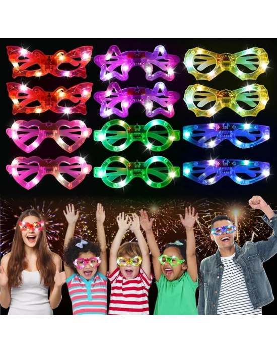 Led Işıklı Karışık 6 Model Yanar Söner Parti Gözlüğü 6 Adet