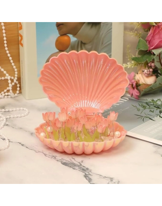 LED Işıklı Kendin Yap Deniz Kabuğu Tasarımlı Lale Lamba