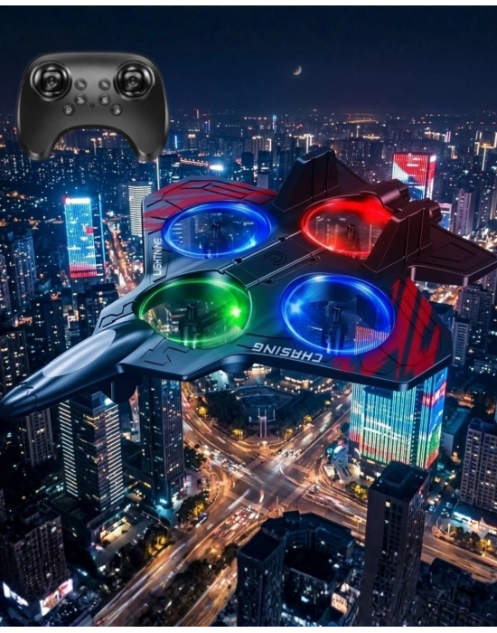 LED Işıklı Oyuncak Drone Fighter Jet Tasarımlı Uzaktan Kumandalı Uçak