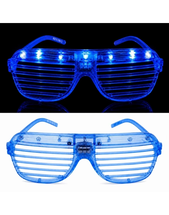 Led Işıklı Panjur Parti Gözlüğü Mavi Renk Shutter Gözlük
