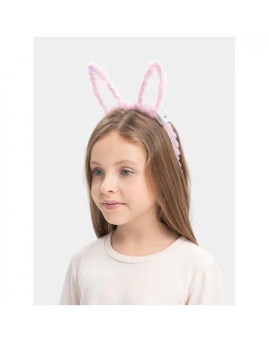 Led Işıklı Peluş Tavşan Kulak Taç Pembe