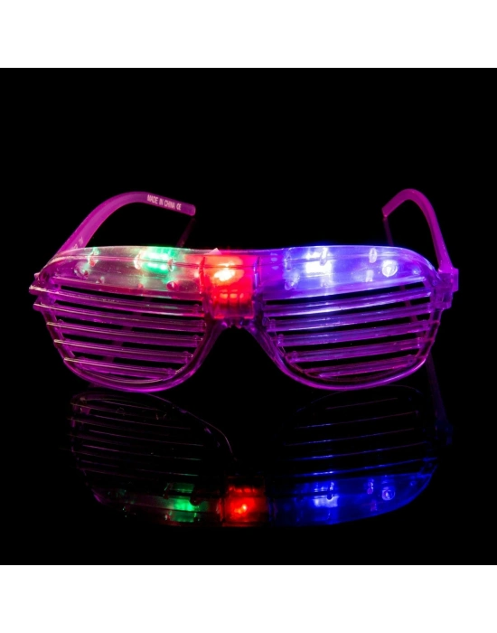 Led Işıklı Pilli Panjur Şekilli Rengarenk Yanıp Sönen Lüks Parti Gözlüğü Karışık 12 Adet
