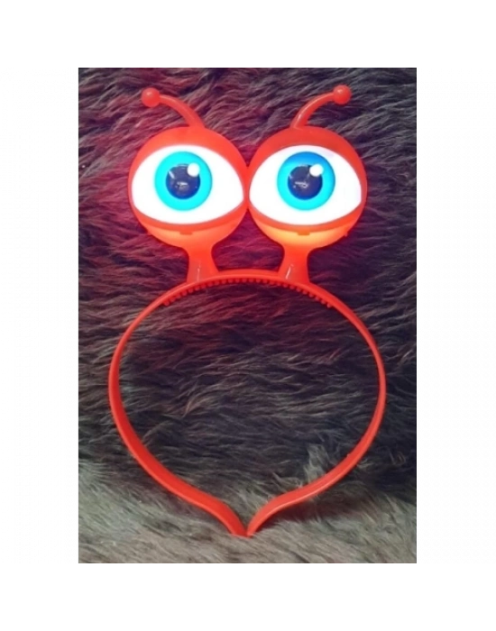 Led Işıklı & Pilli Uzaylı Göz Parti Tacı Kırmızı Renk